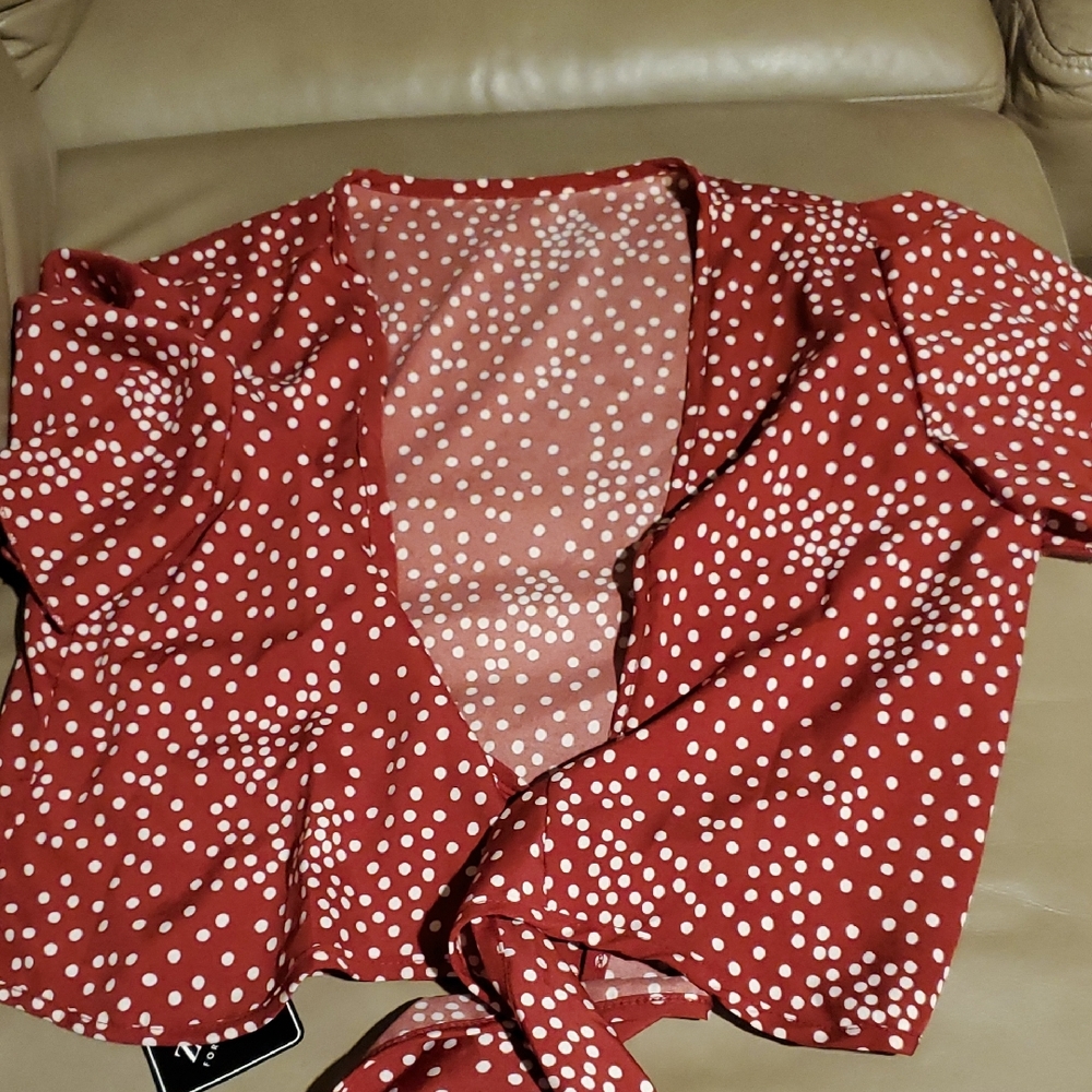 Zaful Red and White Polka Dot Top
